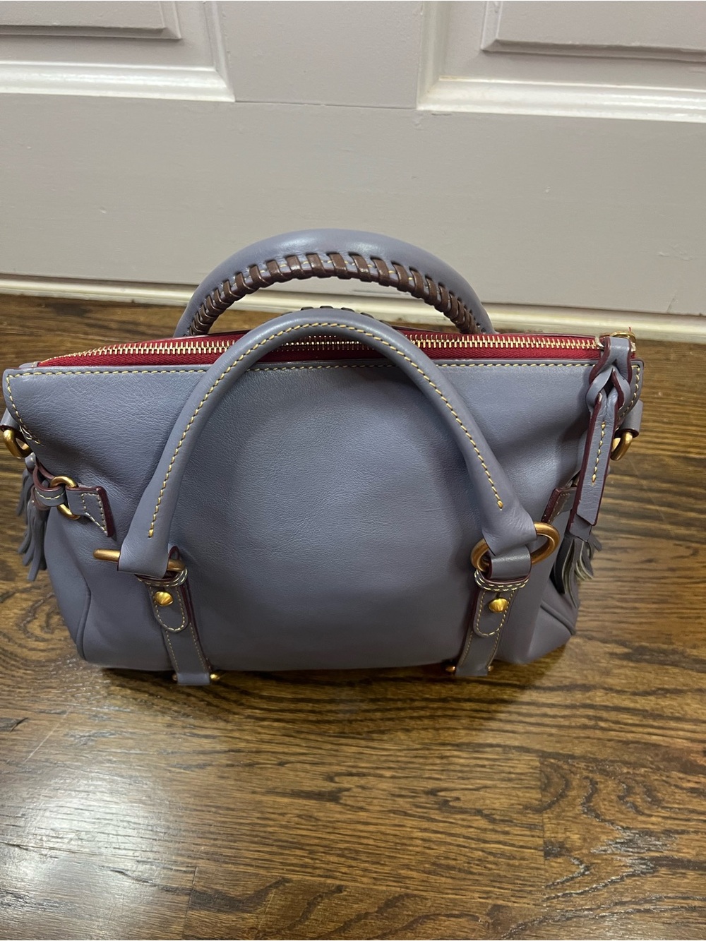 Dooney & Bourke Steel Blue Leather Satchel - Picture 4 of 11